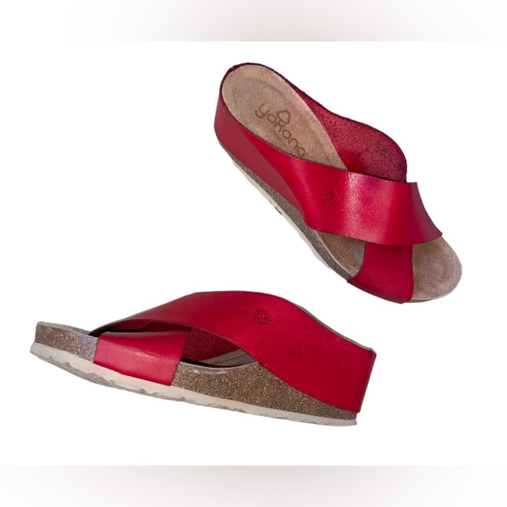 Yokono 9.5 red leather wedges women’s shoes size 9 1/2 - Picture 5 of 14
